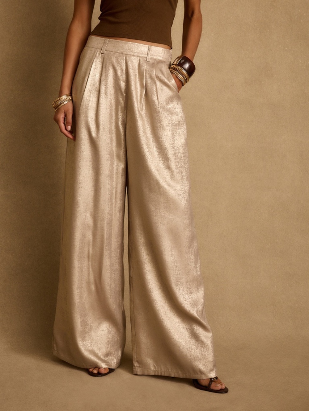 12th Tribe Waldorf Gold Shimmer Trousers Size XLXL